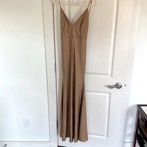 Shein Backless Champagne Long Evening Dress. Never worn. Size Large